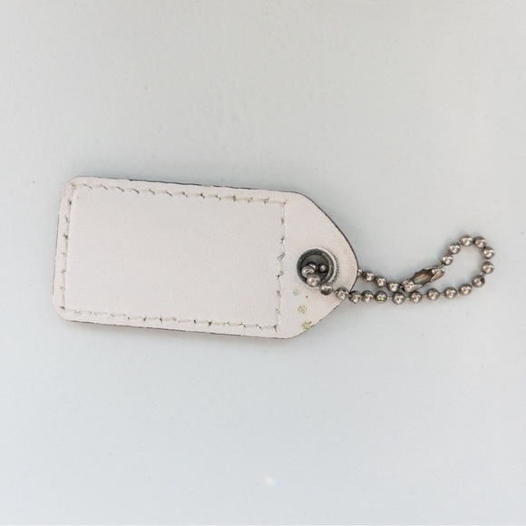 Coach Yellow and White Leather Key Fob Tag Chain Charm - Picture 2 of 4